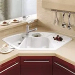 Villeroy & Boch Solo Eck-Einbausp&uuml;le, Ablaufgarnitur mit Handbet&auml;tigung,