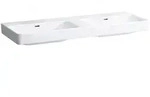 LAUFEN PRO S Doppelwaschtisch 130 cm, ohne Hahnl&ouml;cher, mit 2 &Uuml;berl&auml;ufen,