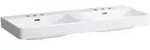 LAUFEN PRO S Doppelwaschtisch 130 cm, mit 6 Hahnl&ouml;chern, mit 2 &Uuml;berl&auml;ufen,
