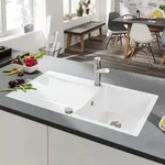 Villeroy & Boch Siluet 50 Flat Einbausp&uuml;le Becken rechts, Ablaufgarnitur mit