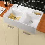 Villeroy & Boch Sp&uuml;lstein Doppelbecken, Ablaufgarnitur mit Handbet&auml;tigung,