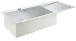 GROHE K1000 Edelstahl-Einbausp&uuml;le 116 x 52 cm mit Abtropffl&auml;che, Becken links,