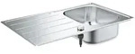 GROHE K200 Edelstahl-Einbausp&uuml;le 86 x 50 cm mit 1 Becken und Abtropffl&auml;che,