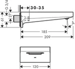hansgrohe Metropol Schwall Wanneneinlauf, Badarmaturen, 32543670, mattschwarz