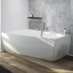 Hoesch iSENSI MONOLITH Badewanne links 180 x 120 cm, mit &Uuml;berlaufbef&uuml;llung wei&szlig;,