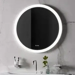 Emco Round Badezimmerspiegel mit LED-Beleuchtung und Metallrahmen, &Oslash; 70 cm, Spiegel,