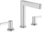hansgrohe Finoris 3-Loch Waschtischarmatur 160 mit Push-Open Ablaufgarnitur,