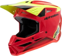 Alpinestars Kids Motocross-Helm S-M3 M Fray - Rot/Fluo Gelb/Schwarz Glossy