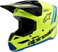 Alpinestars Kids Motocross-Helm S-M3 L Radium - Fluo Gelb/Schwarz/Blau Glossy