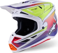 Alpinestars Motocross-Helm S-M7 XS Fuse - Wei&szlig;/Flo Gelb/Lila Glossy