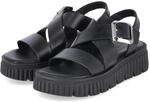 Tamaris Plateau-Sandalen - Gr. 36 - Schwarz - Glattleder