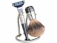 Erbe Shaving Shop Rasierset dreiteilig, verchromt/schwarz, Gillette Mach 3 6433