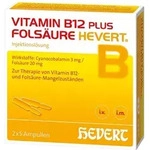 Vitamin B12 plus Fols&auml;ure Hevert Ampullen-Paare