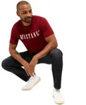Mustang T-Shirt Print Austin in roter Syrah F&auml;rbung-M