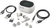 Poly Voyager Free 60+ UC White USB-A + Touchscreen Ladeetui Professionelle, kabellose
