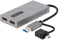 StarTech.com USB to Dual HDMI Adapter, USB A/C to 2x HDMI Monitors (1x 4K 30Hz, 1x
