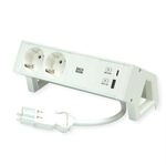 BACHMANN DESK2 ALU WHITE 2x Schutzkontakt, USB Charger 22W A&C, 0,2m GST18