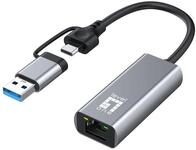 LevelOne Adapter USB-C -> RJ45 10/100/1000 USB-A 3.0 gr - Adapter - Digital/Daten