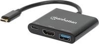 MANHATTAN 130622, Manhattan USB-C auf HDMI 3-in-1 Docking-Konverter mit Power