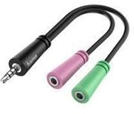 Hama Audio-Adapter, 4pol. 3,5-mm-Klinke-Stecker - 2x 3pol. 3,5-mm-Klinke-Headset