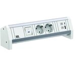 BACHMANN DESK 2xCEE7/3 1xSchalter 1xUSB A/C 22W GST18 RAL9010