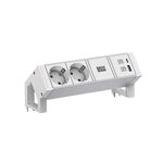 BACHMANN DESK2 ALU WHITE 2xCEE7/3 1xUSB A/C 22W 0,2m GST18