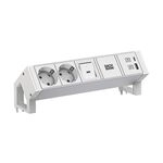 BACHMANN DESK2 ALU WHITE 2xCEE7/3 1xSchalter 1xUSB A/C 22W 0,2m