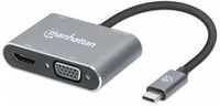 Manhattan USB-C Dock/Hub, Ports (x4): HDMI, USB-A, USB-C and VGA, With Power Delivery