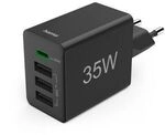 Hama Schnellladeger&auml;t, 1x USB-C PD, 3x USB-A, Mini-Ladeger&auml;t, 35W, Schwarz