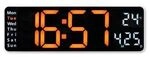 Hama Digitale Wanduhr "Santa Cruz", Thermometer, gro&szlig;es Display, Fernbedien., WS
