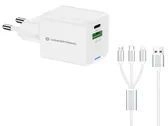 Conceptronic 2-Port 33W GaN Usb Pd Charger with 3-in-1 Charging Cable - Usb-C x 1 -
