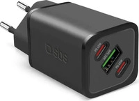 SBS TETRGANUSB2C65W, SBS GaN Netzlader, 2x USB-C PD & 1x USB-A, 65W