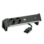 BACHMANN DESK2 ALU BLACK 2xSchutzkt.USBC, USB Charger 60W 0,2m GST18