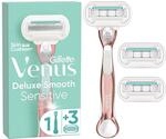 Gillette Venus Deluxe Smooth Sensitive Rosegold Systemklingen 3er + Handst&uuml;ck