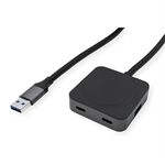 VALUE USB 3.2 Gen 1 Hub, 4 Ports (2x USB-A + 2x USB-C), mit Verl&auml;ngerungskabel, 5 m