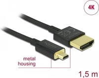 DELOCK 84782, Delock Slim Premium - HDMI mit Ethernetkabel - mikro HDMI (M)