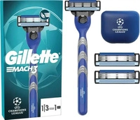 Gillette Mach3 Systemklingen 3er + Handst&uuml;ck + Reiseetui "UEFA Champions League"