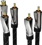 Avinity Subwoofer-Kabel + Adapter Cinch-Kup. - 2 Cinch-St., Gewebe, vergoldet,...