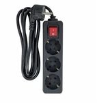 MicroConnect 3-way Schuko Socket on/off switch Black - Steckdosenleiste