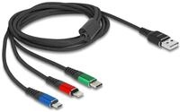 Delock USB Ladekabel 3 in 1 Typ-A zu Lightning Micro Type-C 2 m