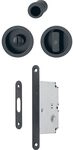 HOPPE Schiebet&uuml;rmuschel Set 4920 - WC mit Schloss, rund, schwarz matt
