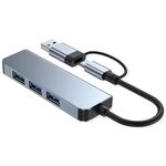 VALUE USB3.2 Gen1 Metall Hub, 4fach Typ A, (1x USB 3.2Gen1 + 3x USB 2.0), Typ A+C