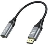 Equip Adapterkabel - DisplayPort m&auml;nnlich zu HDMI weiblich - 15 cm - Grau - 8K60Hz