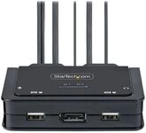 StarTech.com 2-Port USB-C Cable KVM Switch, 4K 60Hz DisplayPort Output, Compact KVM