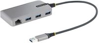 StarTech.com 3-Port USB Hub with Ethernet, 3x USB-A Ports, Gigabit Ethernet RJ45, USB