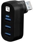 Techly 180&deg; Drehbarer Hub 3*USB 3.0 mit Kabel