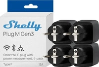 SHELLY FG3800238074203, Shelly Plug M Gen3 Black 4-Pack Power Metering Smart