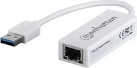 MANHATTAN 506847, Manhattan USB-A Gigabit Network Adapter, White, 10/100/1000 Mbps