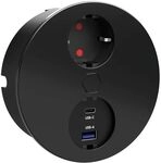 HPF Einbausteckdose Duplex-R, 1 Stk. Schukosteckdose, + USB-Charger, schwarz
