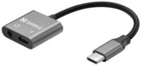 SANDBERG USB-C zu Kopfh&ouml;reranschluss / Ladeadapter - 24 pin USB-C m&auml;nnlich zu 24